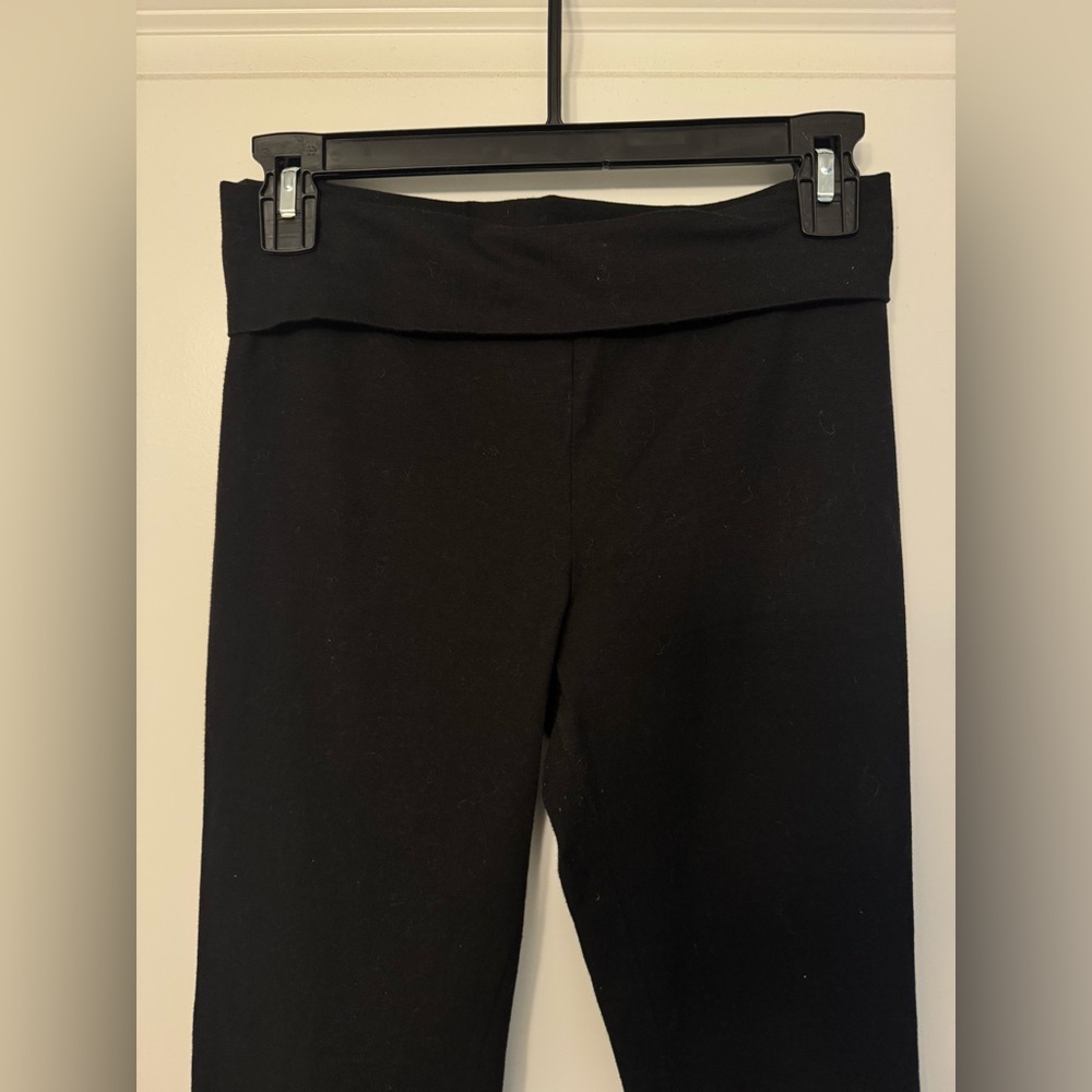 2pk flared fold over waist leggings in black and gray